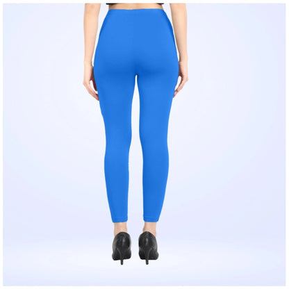 Generic Women's Cotton Blended Solid Ankle legging (Blue)