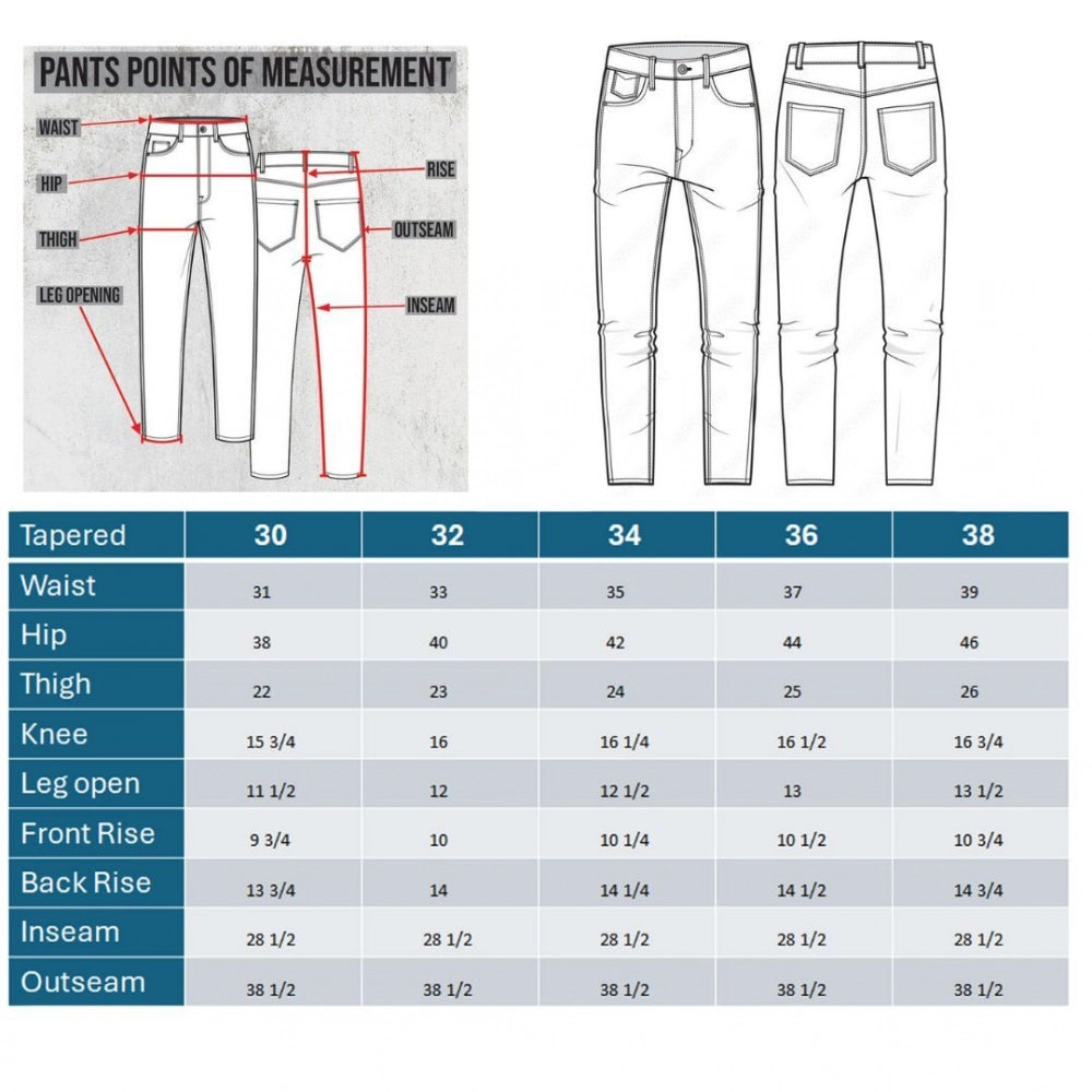 Generic Men's Cotton Blended Solid Tapered Jeans (Grey)