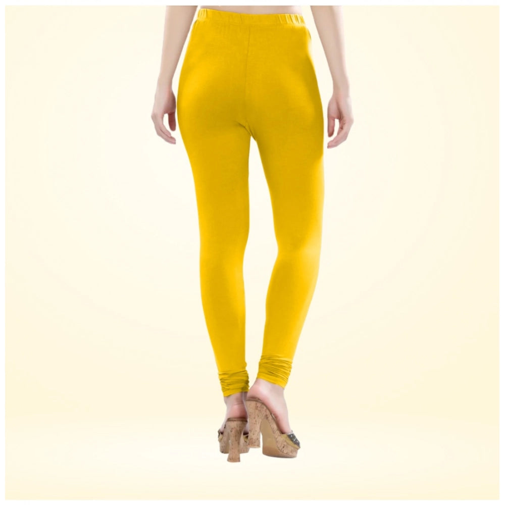Generic Women's Cotton Blended Solid Churidar leggings (Yellow)
