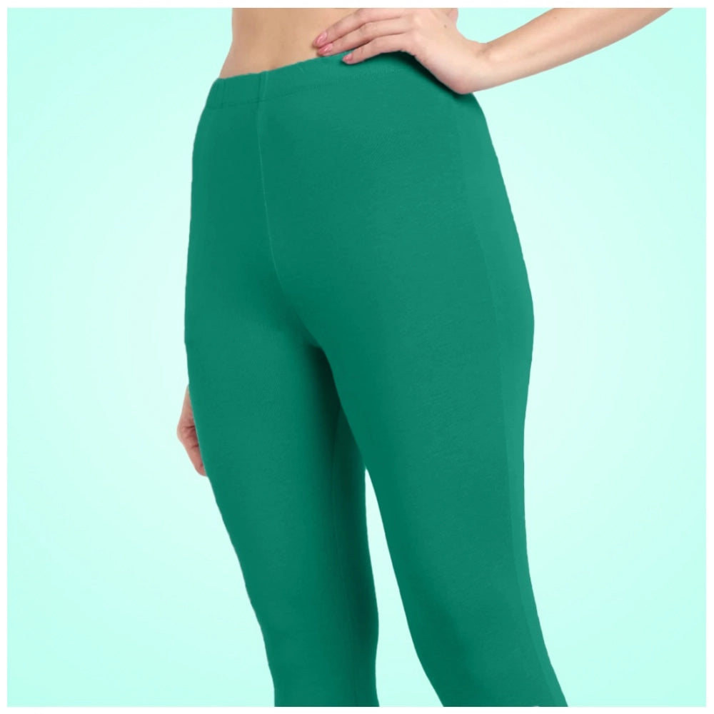 Generic Women's Cotton Blended Solid Ankle legging (Rama Green)