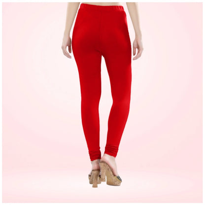 Generic Women's Cotton Blended Solid Churidar leggings (Red)