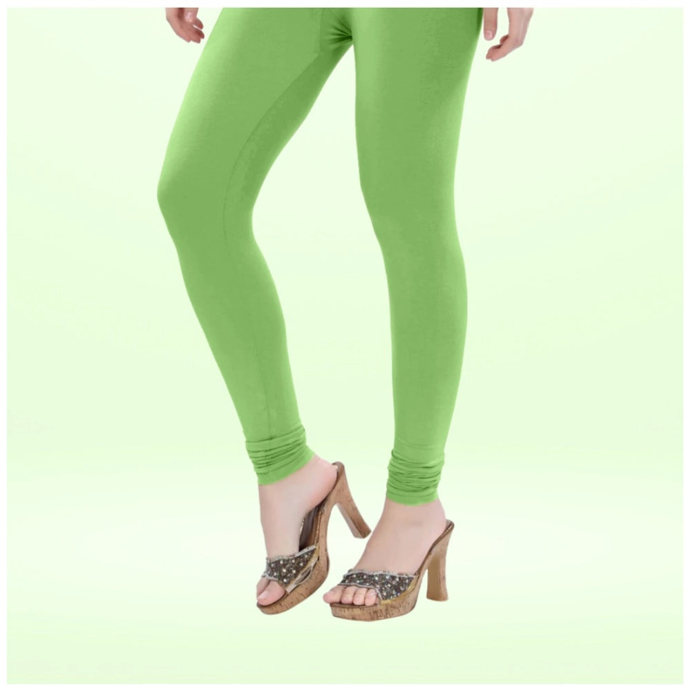Generic Women's Cotton Blended Solid Churidar leggings (Pista Green)