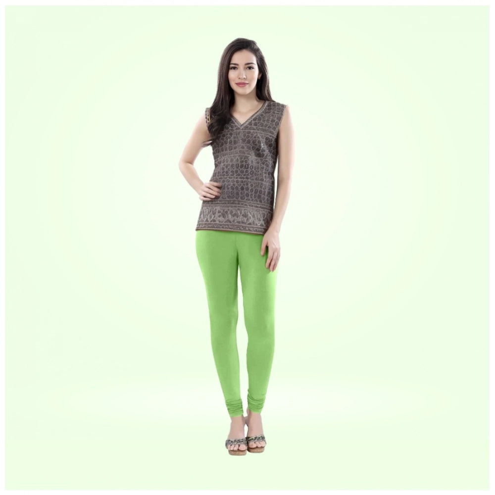 Generic Women's Cotton Blended Solid Churidar leggings (Pista Green)