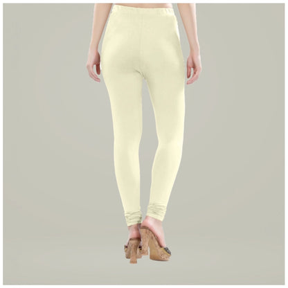 Generic Women's Cotton Blended Solid Churidar leggings (Cream)