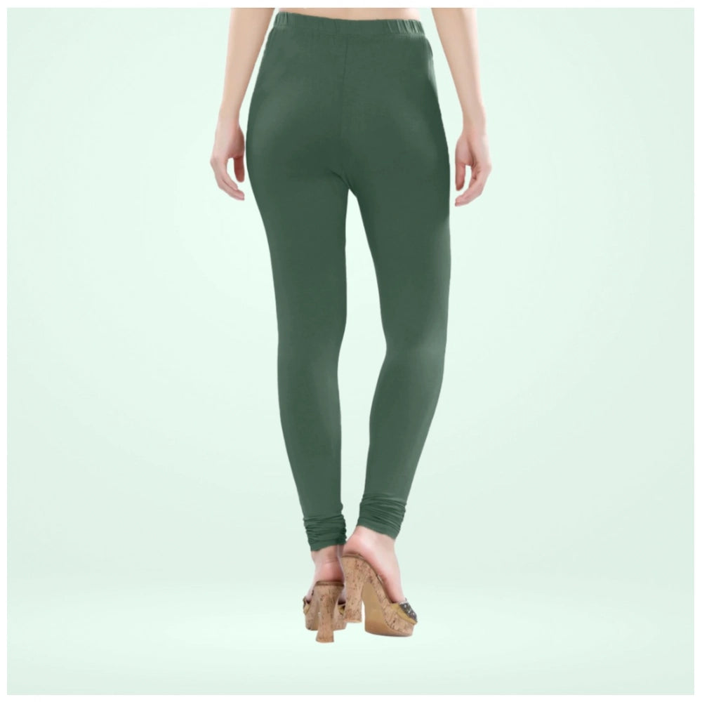 Generic Women's Cotton Blended Solid Churidar leggings (Bottle Green)