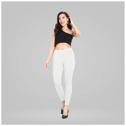 Generic Women's Cotton Blended Solid Ankle legging (White)