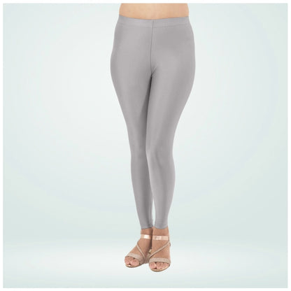 Generic Women's Cotton Blended Solid Shimmer Ankle leggings (Silver Gray)