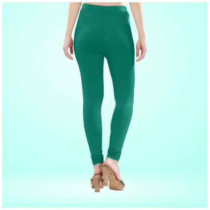Generic Women's Cotton Blended Solid Churidar leggings (Rama Green)
