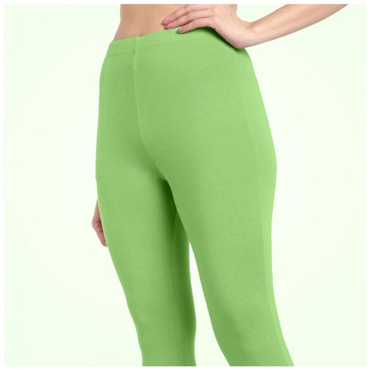 Generic Women's Cotton Blended Solid Ankle legging (Pista Green)