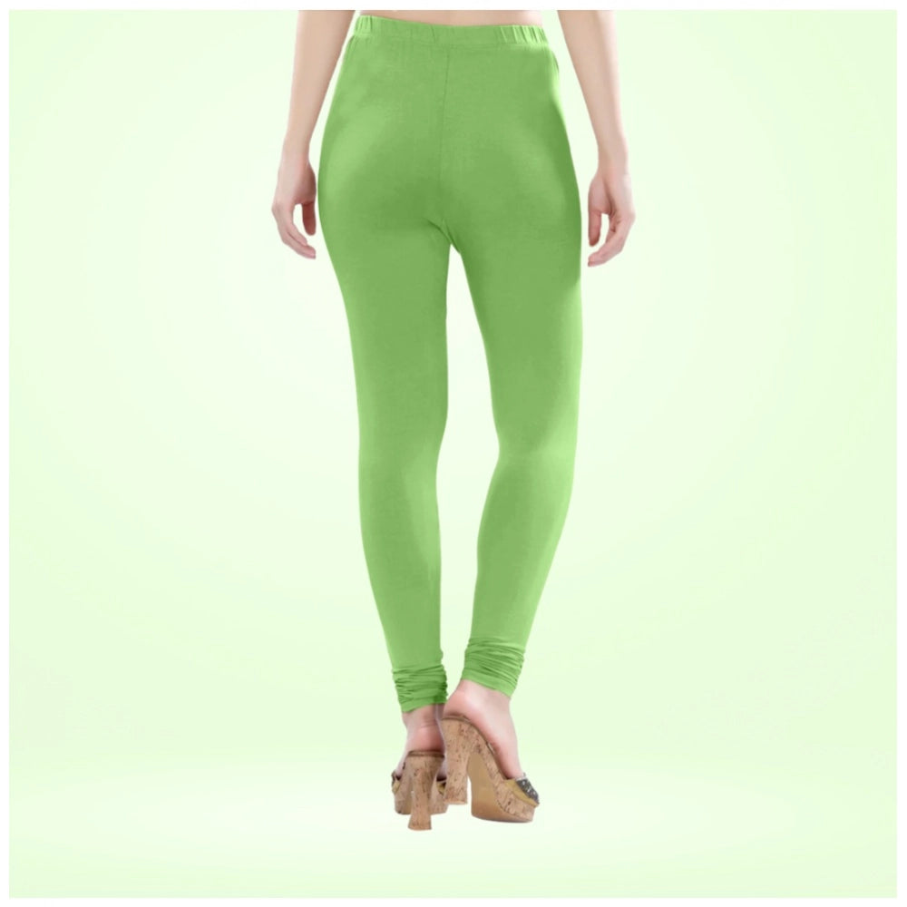 Generic Women's Cotton Blended Solid Churidar leggings (Pista Green)
