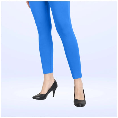 Generic Women's Cotton Blended Solid Ankle legging (Blue)