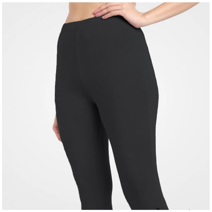 Generic Women's Cotton Blended Solid Ankle legging (Black)