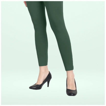 Generic Women's Cotton Blended Solid Ankle legging (Bottle Green)