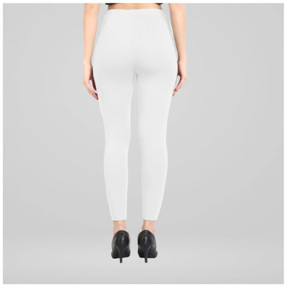 Generic Women's Cotton Blended Solid Ankle legging (White)