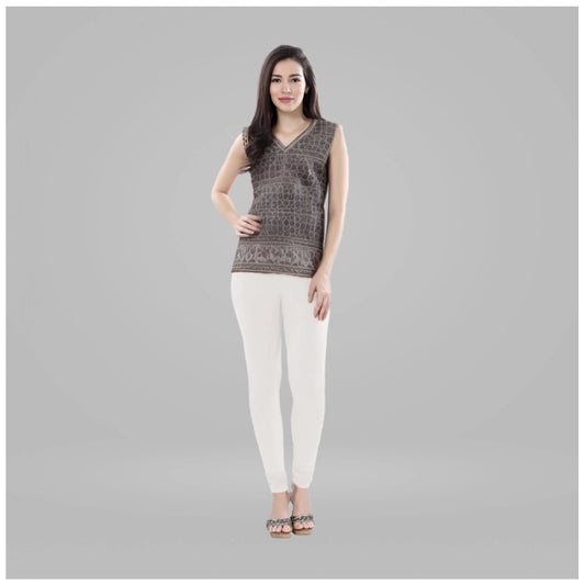 Generic Women's Cotton Blended Solid Churidar leggings (White)