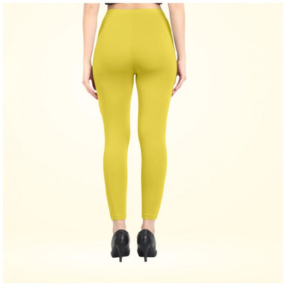Generic Women's Cotton Blended Solid Ankle legging (Lemon Yellow)