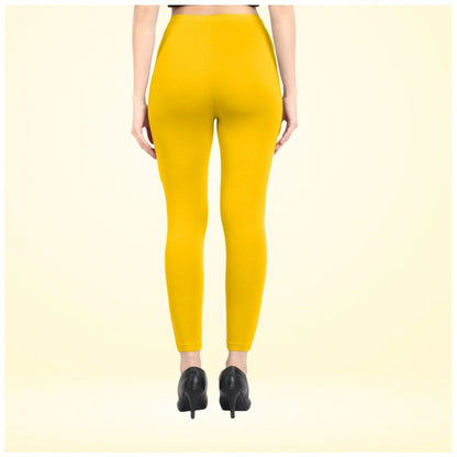 Generic Women's Cotton Blended Solid Ankle legging (Yellow)