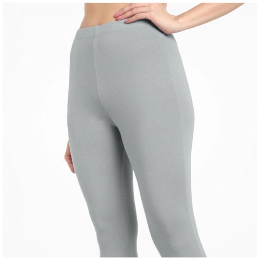 Generic Women's Cotton Blended Solid Ankle legging (Silver Gray)