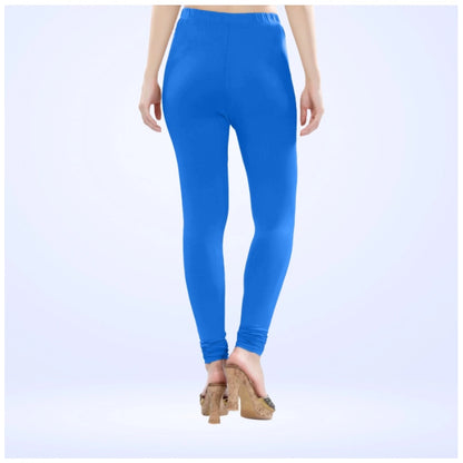 Generic Women's Cotton Blended Solid Churidar leggings (Blue)