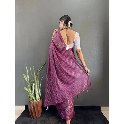 Generic Women's Chiffon Woven Bollywood Saree With Unstitched Blouse (5.5Mtr, Purple)
