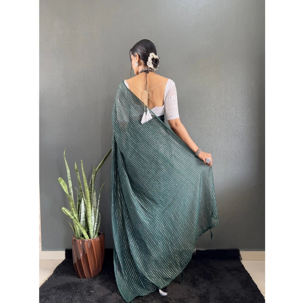 Generic Women's Chiffon Woven Bollywood Saree With Unstitched Blouse (5.5Mtr, Green)