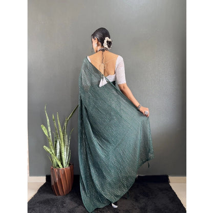 Generic Women's Chiffon Woven Bollywood Saree With Unstitched Blouse (5.5Mtr, Green)
