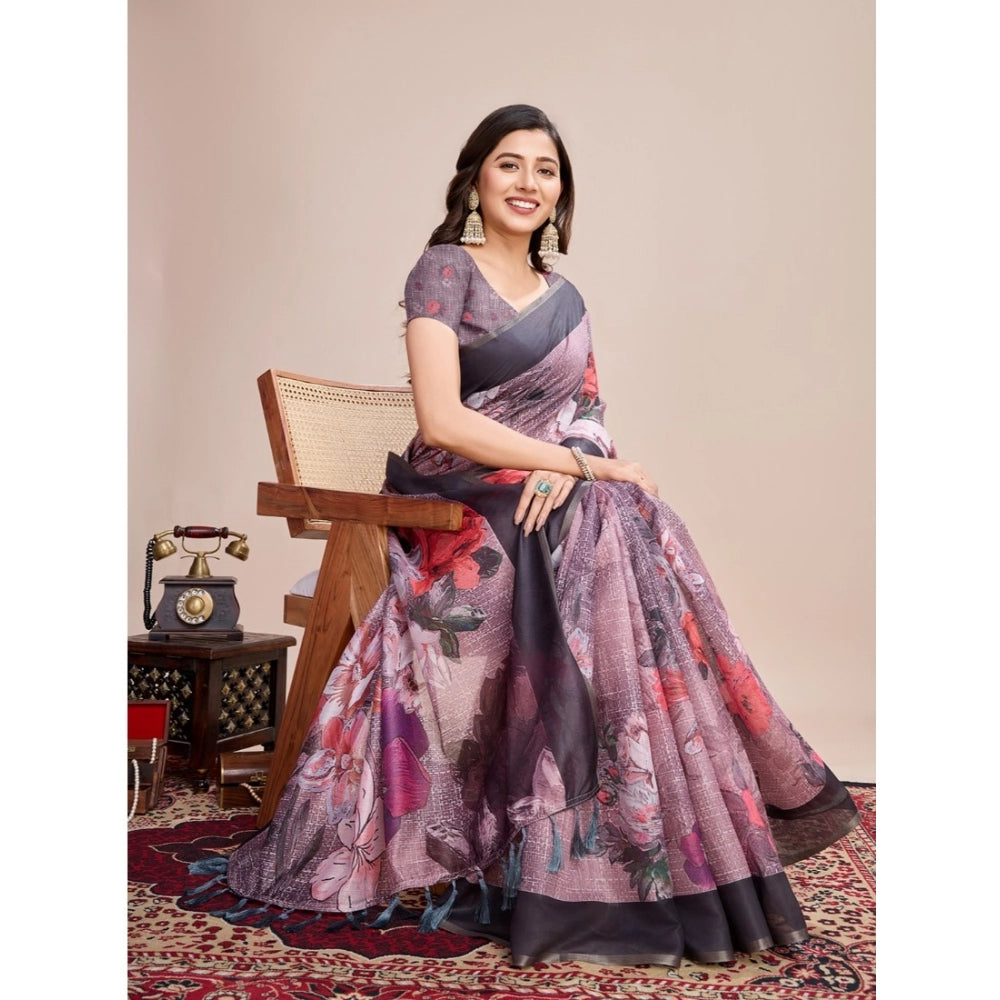 Generic Women's Georgette Embroidered  Saree With Unstitched Blouse (5.5Mtr, Multicolor)