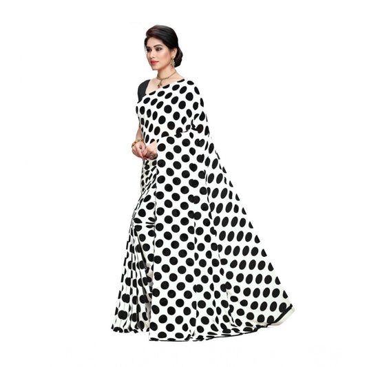 Generic Women's Georgette Printed Saree With Unstitched Blouse 5.5Mtr (W.Black)