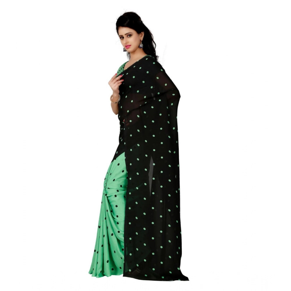 Generic Women's Georgette Printed Saree With Unstitched Blouse 5.5Mtr (Green)