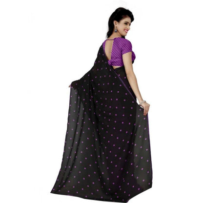 Generic Women's Faux Georgette Printed Saree With Unstitched Blouse 5.5Mtr (Purple)