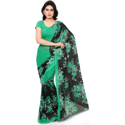 Generic Women's Faux Georgette Printed Saree With Unstitched Blouse 5.5Mtr (Green)