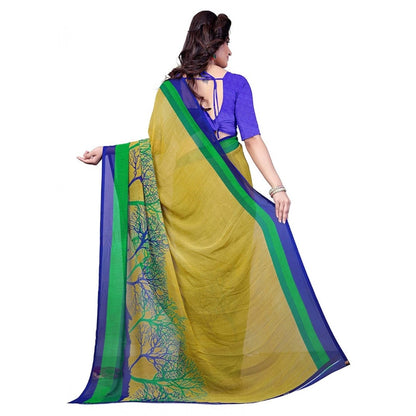 Generic Women's Faux Georgette Printed Saree With Unstitched Blouse 5.5Mtr (Green)