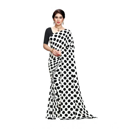 Generic Women's Georgette Printed Saree With Unstitched Blouse 5.5Mtr (W.Black)