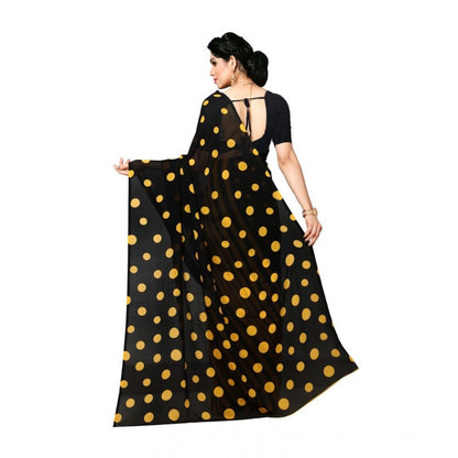Generic Women's Georgette Printed Saree With Unstitched Blouse 5.5Mtr (Yellow)