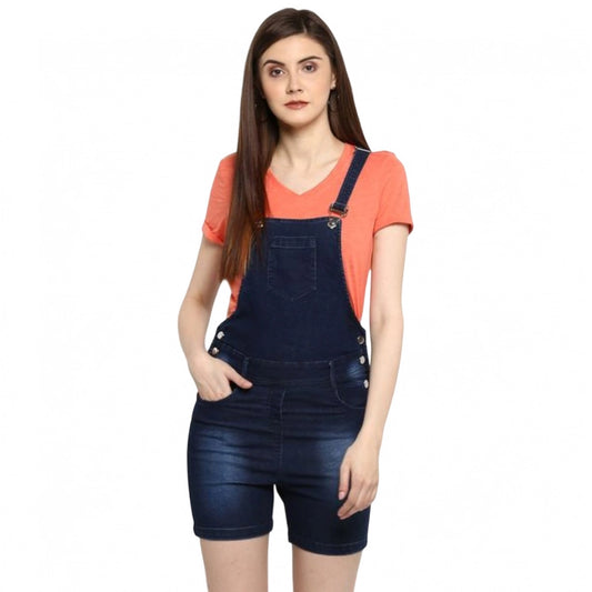 Generic Women's Denim Shorts Style Dungaree Pant (Blue)