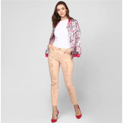 Generic Women's Satin Floral 3/4th Sleeve Jacket (Multicolor)