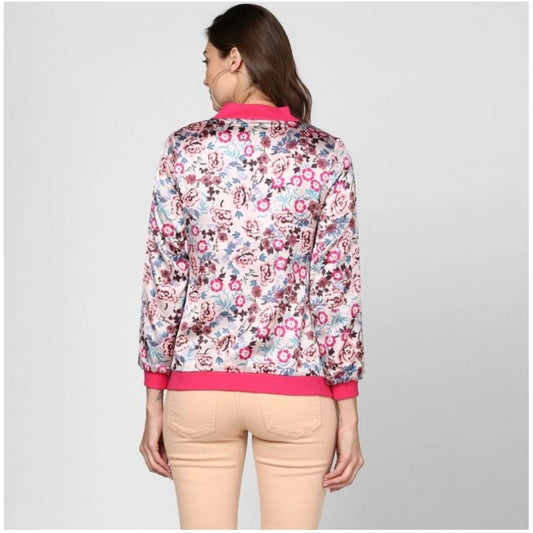 Generic Women's Satin Floral 3/4th Sleeve Jacket (Multicolor)