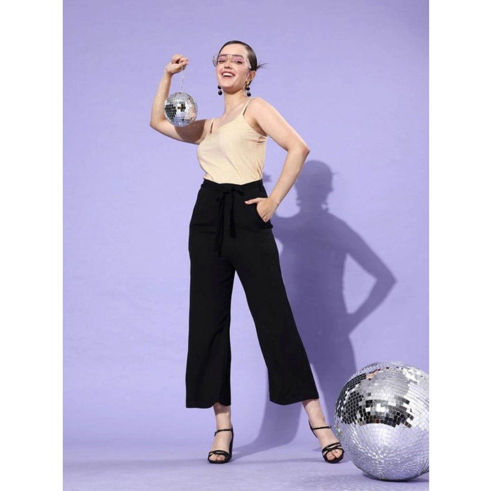 Generic Women's Polyester Embellished Sleeveless Jumpsuit (Gold - Black)