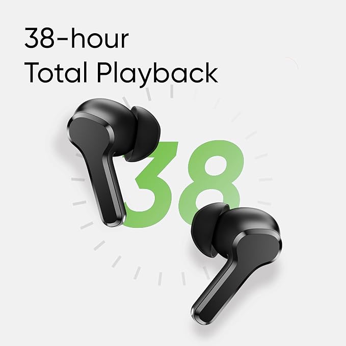 realme Buds T110 Bluetooth Truly Wireless in Ear Earbuds with mic, AI ENC for Calls, Google Fast Pair, 38 Hours Total Playback with Fast Charging (Punk Black)