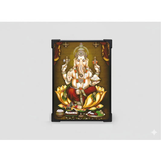 Generic Wooden Lord Ganesha Table Top Devotional Player (Multicolor)