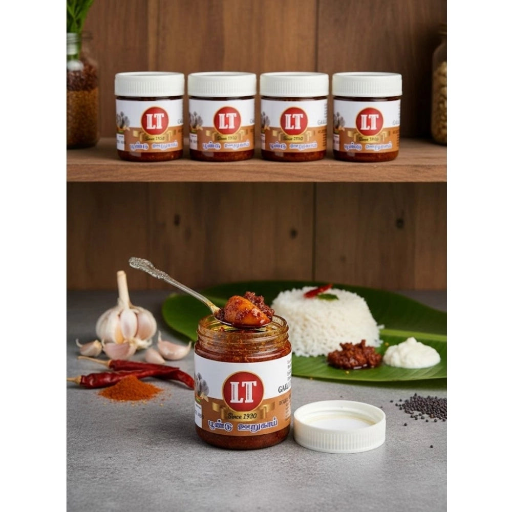 Generic Pack of_5 100GM LT Garlic Pickle Traditional Digestive Side Dish (Red)