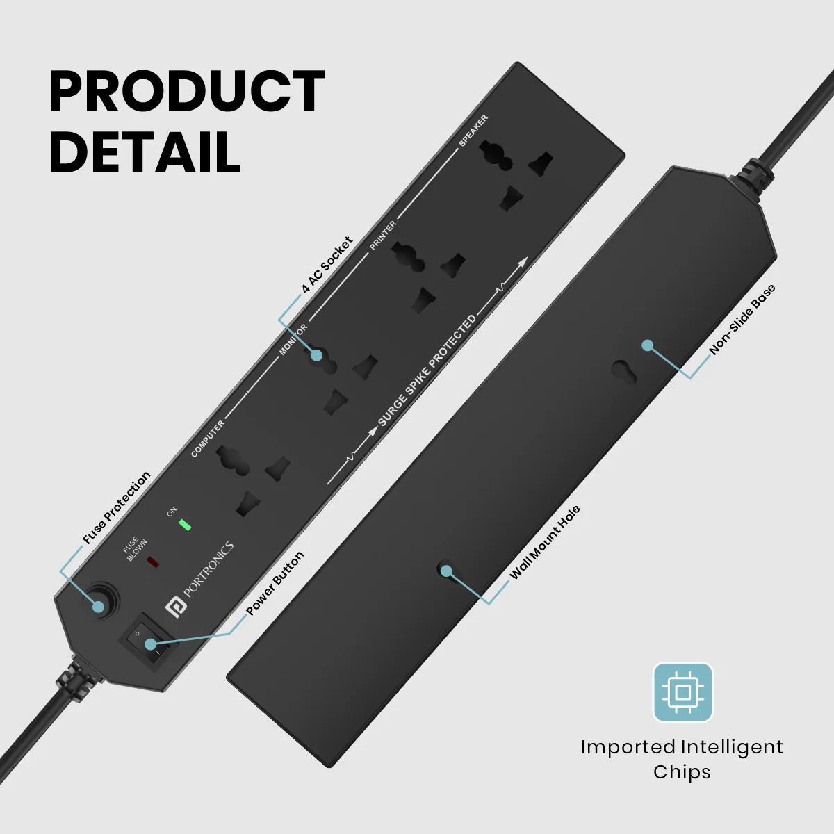 Power Plate 10 Power Extension | 1500 Watts | 2m Long Cord | 4 Universal Sockets