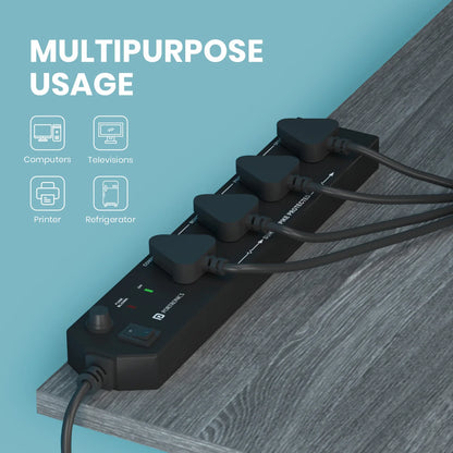 Power Plate 10 Power Extension | 1500 Watts | 2m Long Cord | 4 Universal Sockets