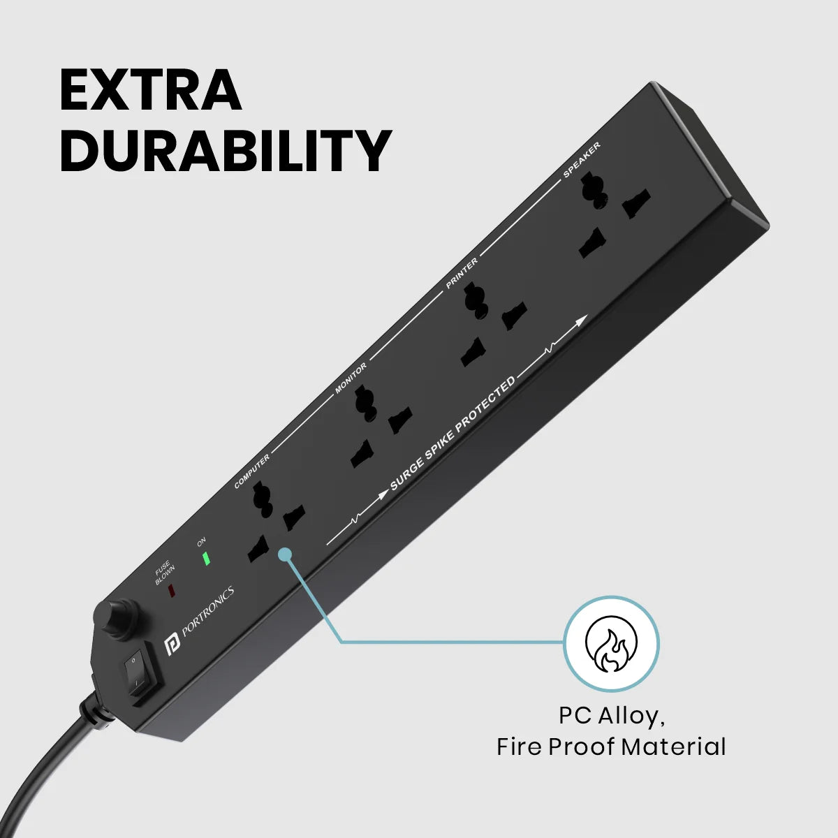Power Plate 10 Power Extension | 1500 Watts | 2m Long Cord | 4 Universal Sockets