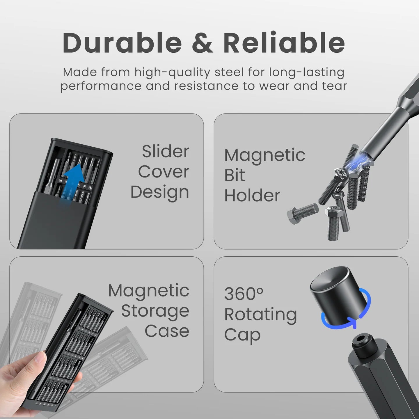 Bit Box | Travel Friendly | Magnetic Bit Holder | Compact | 24-in-1