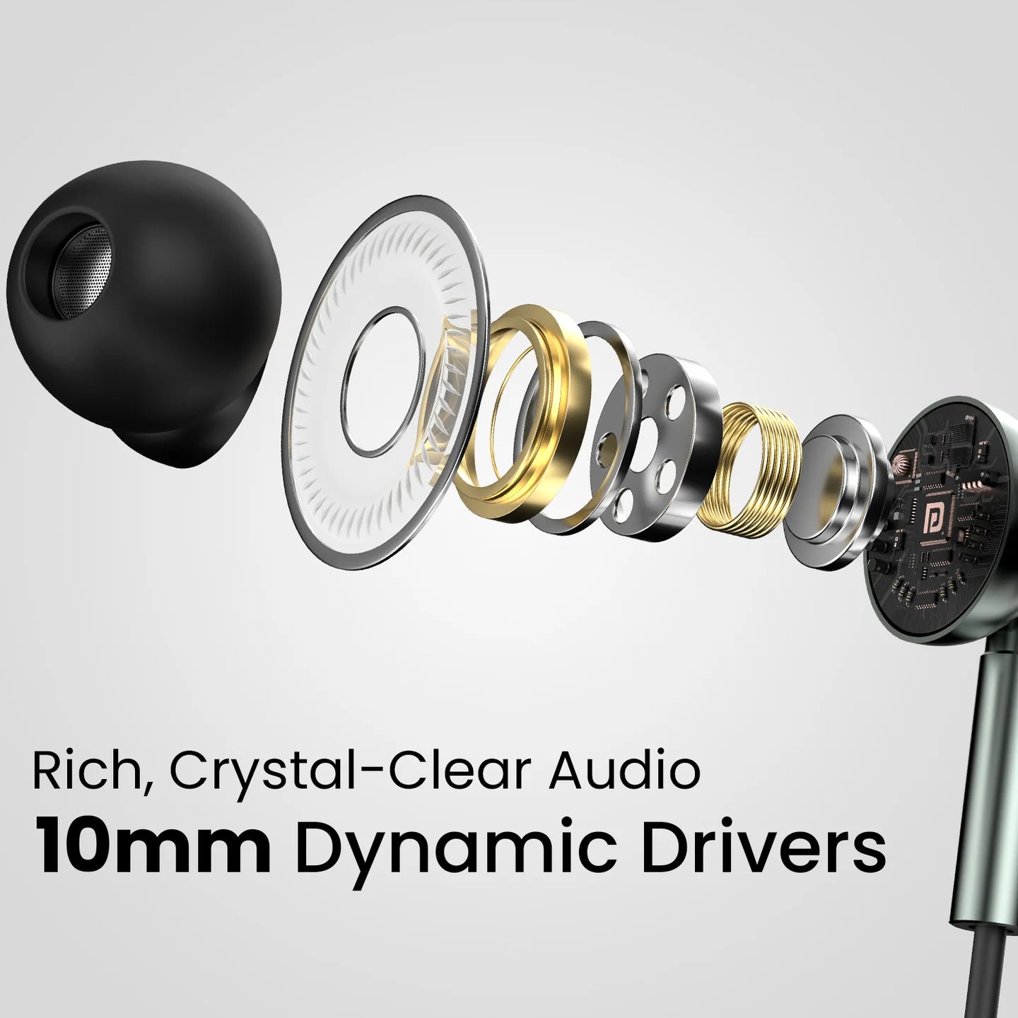 Conch Tune C | In-Built Mic | 10mm Dynamic Driver | In-Line Control | Metal Alloy Body | Grey