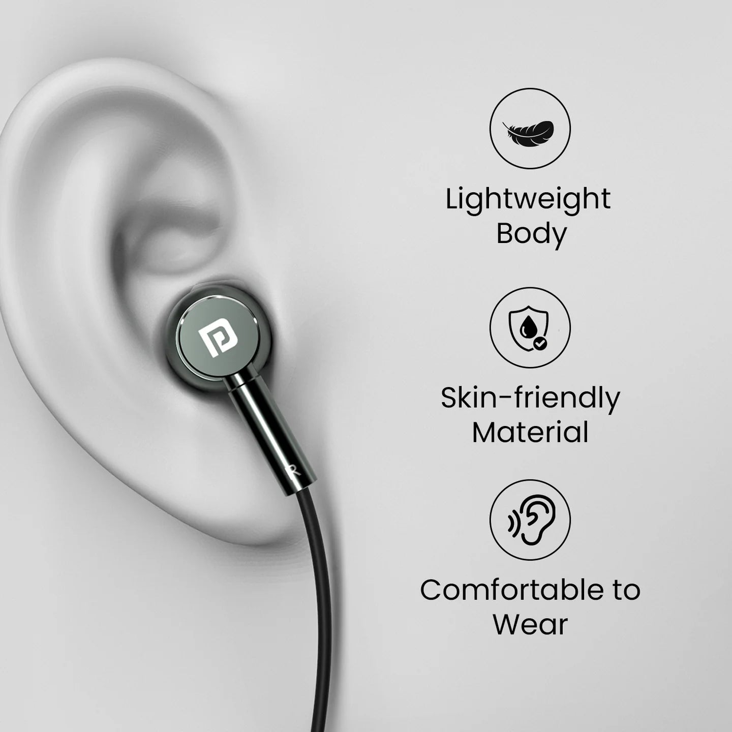 Conch Tune C | In-Built Mic | 10mm Dynamic Driver | In-Line Control | Metal Alloy Body | Grey