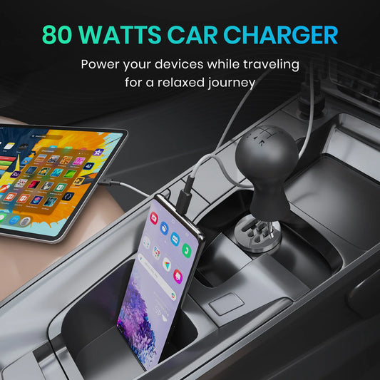 Car Power 80 | 45W Type-C PD | 35W USB | LED Indicator | 80W Max Output