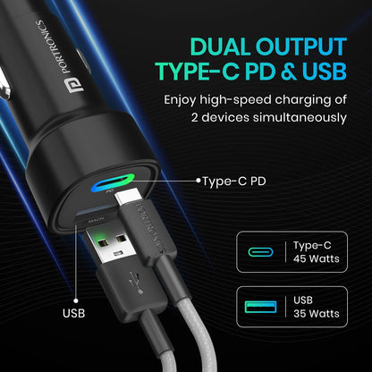 Car Power 80 | 45W Type-C PD | 35W USB | LED Indicator | 80W Max Output