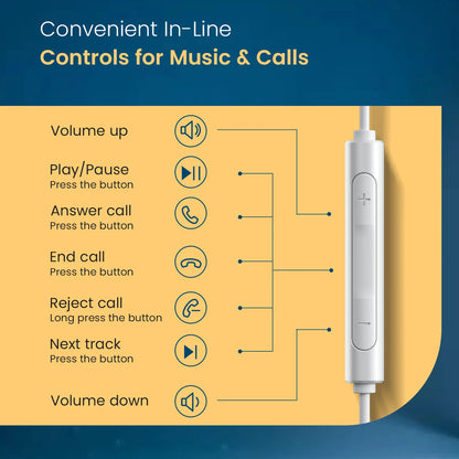 Conch Kappa 3.5mm Wired Earphone | 14.2mm Dynamic Driver | In Line HD Mic | TPE Anti Tangle Material